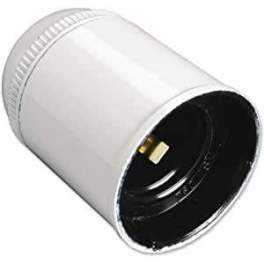 E27 socket, smooth, white, diameter 10, 150W, 4A, 250V, anti-rotation - Electraline - Référence fabricant : 70120