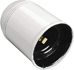 E27 socket, smooth, white, diameter 10, 150W, 4A, 250V, anti-rotation