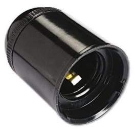 E27 socket, smooth, black, diameter 10, 150W, 4A, 250V, anti-rotation - Electraline - Référence fabricant : 70121