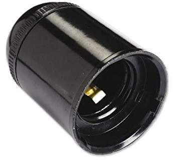 E27 socket, smooth, black, diameter 10, 150W, 4A, 250V, anti-rotation
