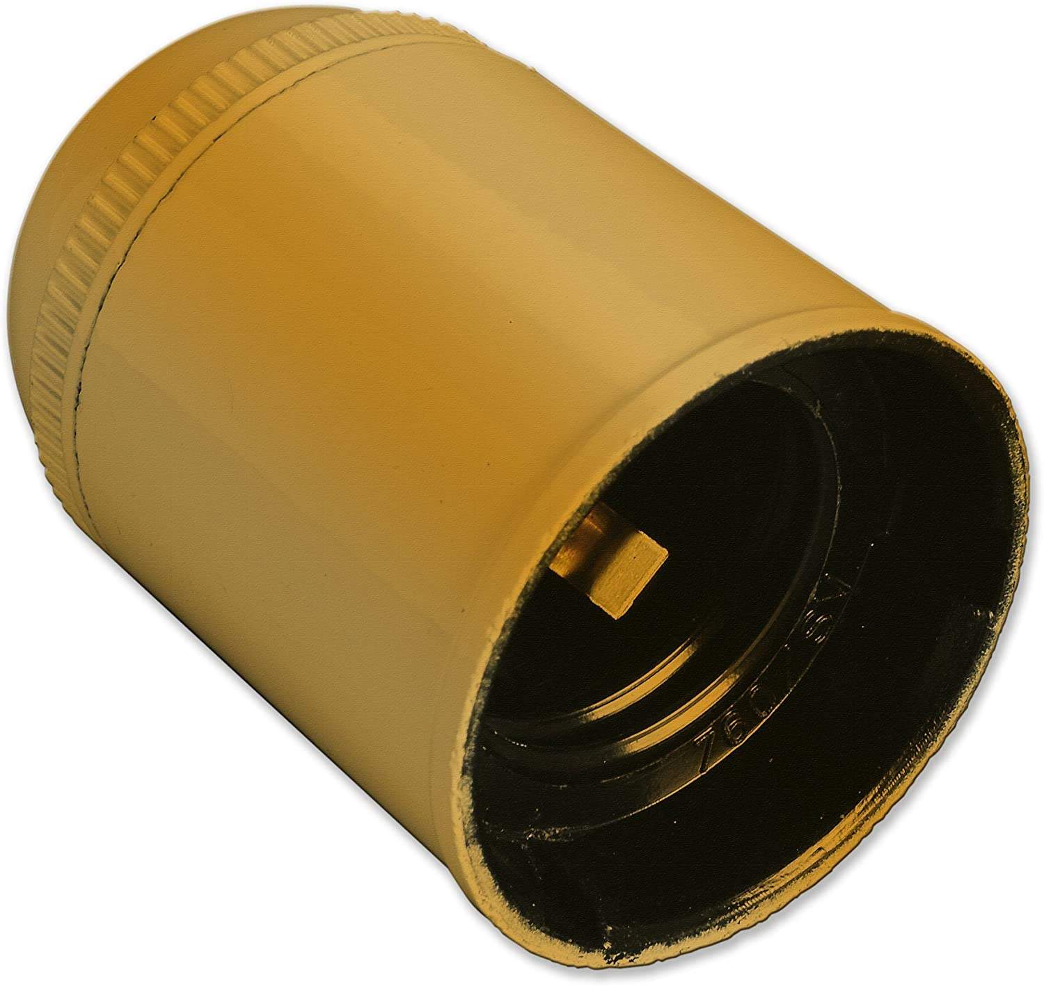 E27 socket, smooth, gold, diameter 10, 150W, 4A, 250V, anti-rotation