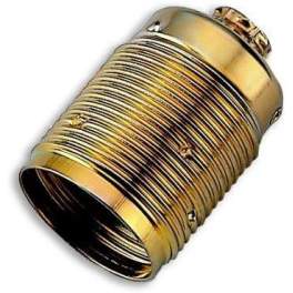 Lampenfassung E27 mit Gewinde, Messing, ohne Ring, goldfarben - Electraline - Référence fabricant : 70139