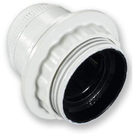 E27 white threaded socket with ring, diameter 10, 150W, 4A, 250V