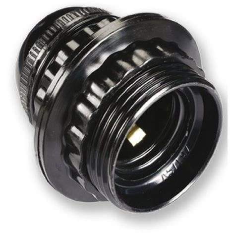E27 black threaded socket with ring, diameter 10, 150W, 4A, 250V