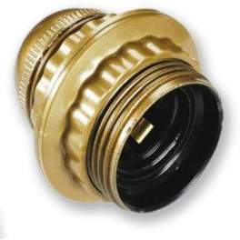 E27 gold threaded socket with ring, diameter 10, 150W, 4A, 250V - Electraline - Référence fabricant : 70131