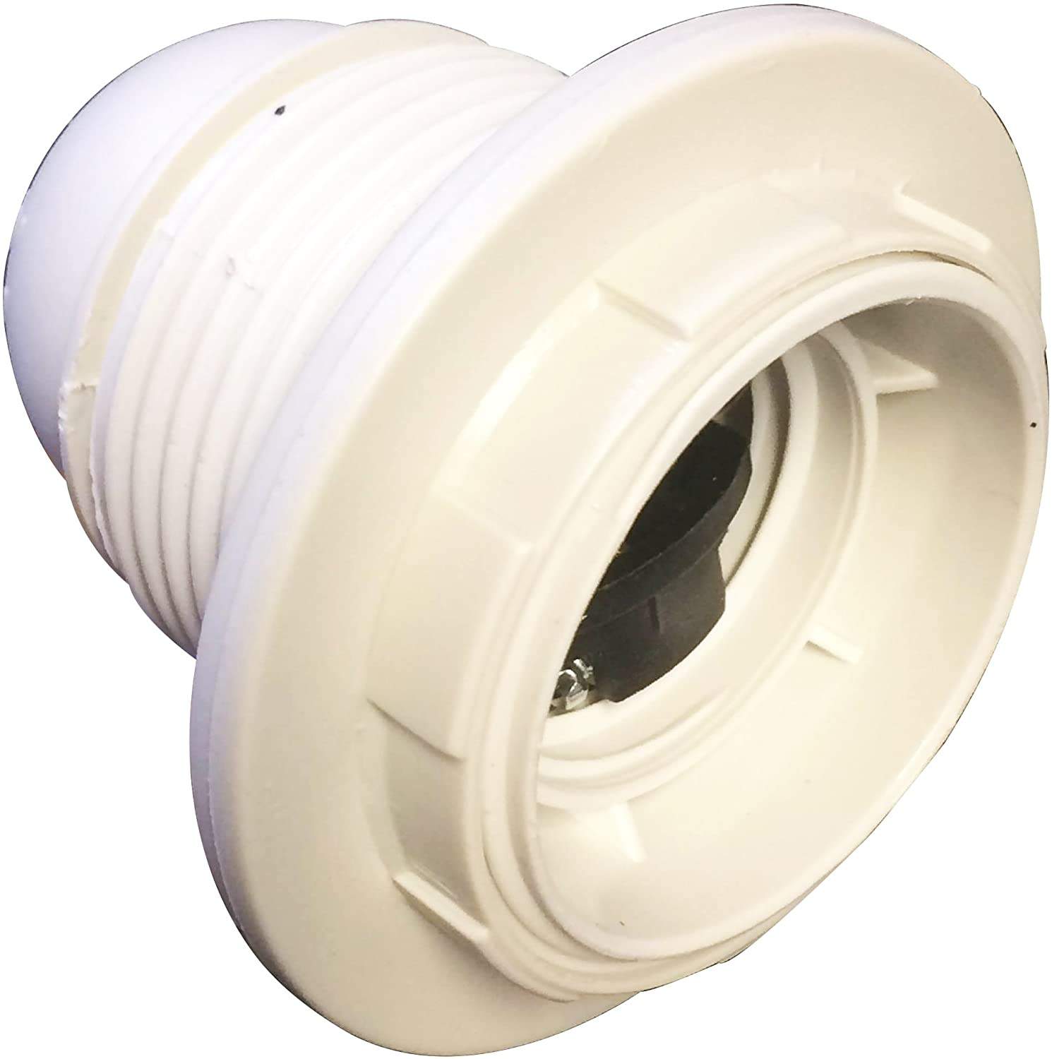 E27 white threaded socket with 2 rings, diameter 10, 150W, 4A, 250V