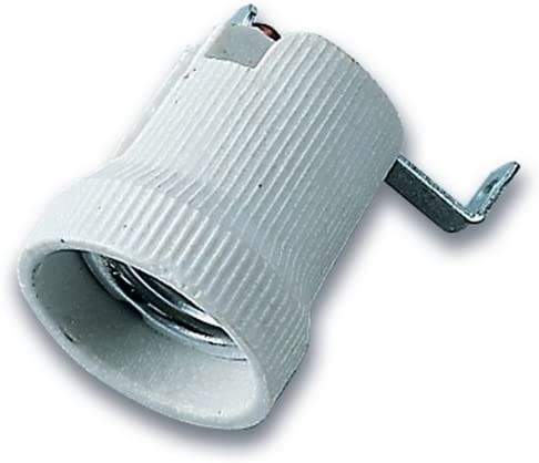 E27 porcelain bulb socket with metal mounting bracket