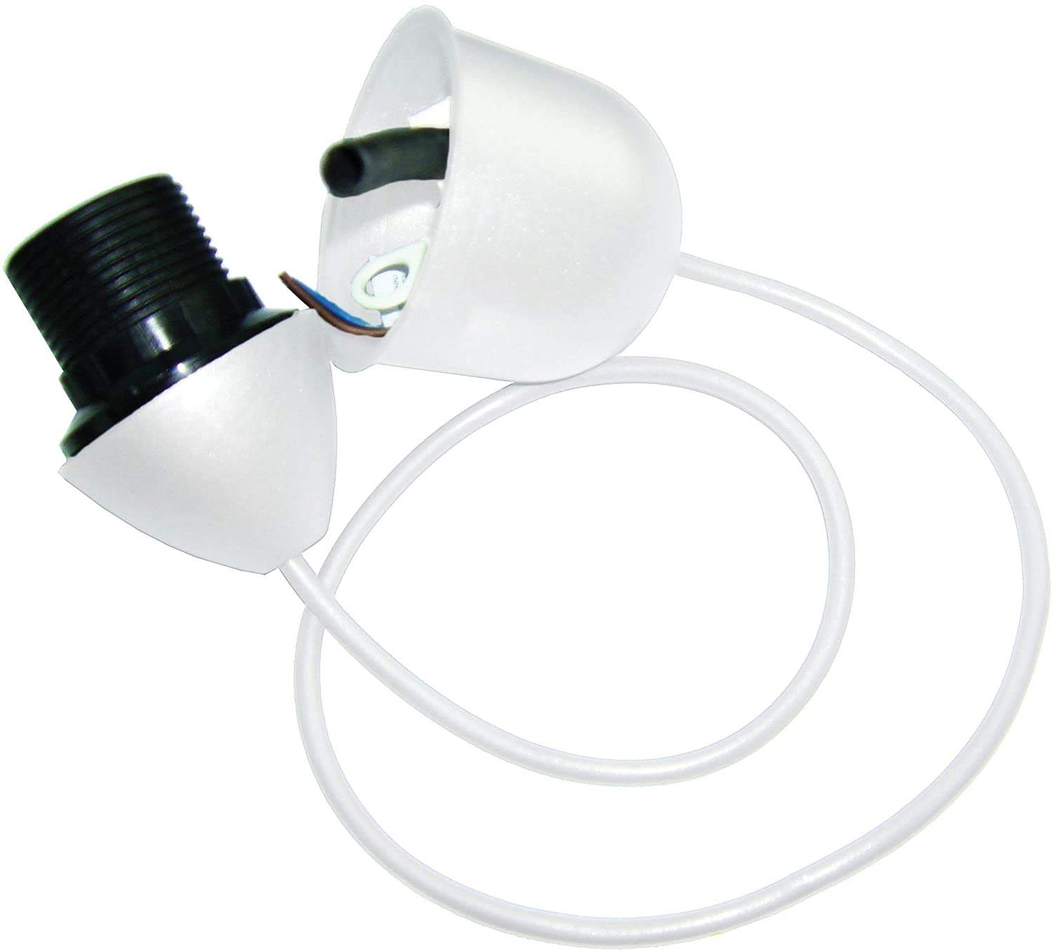 Plastic holder with E27 socket, length 60cm, 2x0.75mm2, white