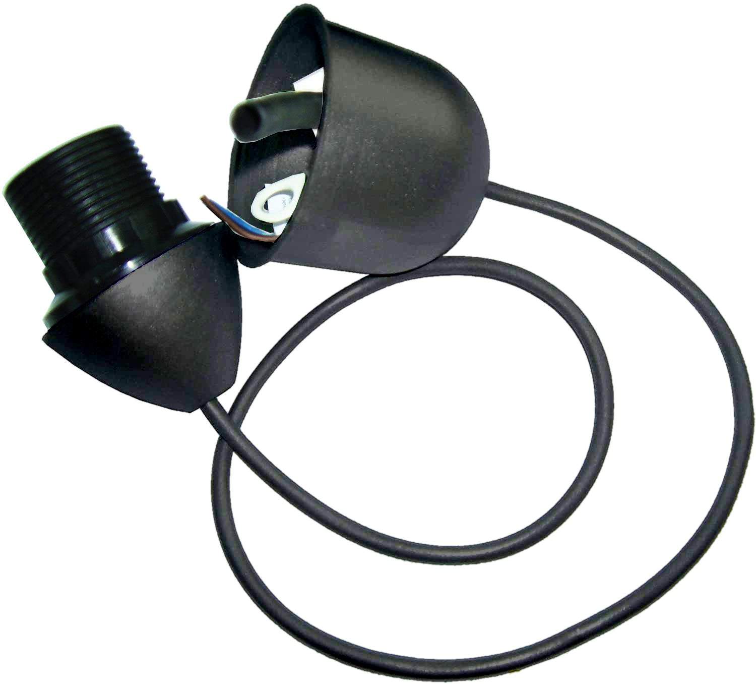 Plastic holder with E27 socket, length 60cm, 2x0.75mm2, black