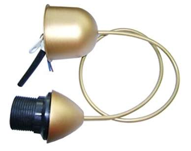 Plastic holder with E27 socket, length 60cm, 2x0.75mm2, gold