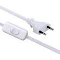 Cable with switch and plug 6A, 2x0.75, white