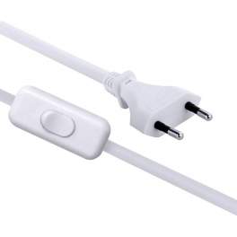 Cable with switch and plug 6A, 2x0.75, white - Electraline - Référence fabricant : 70526