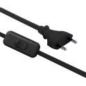Cable with switch and plug 6A, 2x0.75, black