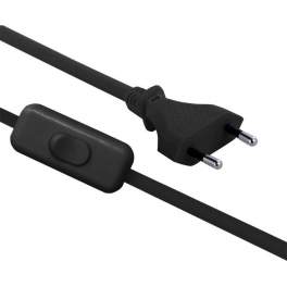 Cable with switch and plug 6A, 2x0.75, black - Electraline - Référence fabricant : 70527