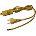Cable with switch and plug 6A, 2x0.75, gold