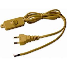 Cable con interruptor y enchufe 6A, 2x0,75, oro - Electraline - Référence fabricant : 70528
