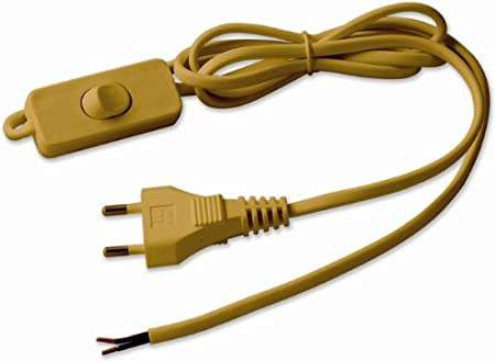 Cable with switch and plug 6A, 2x0.75, gold