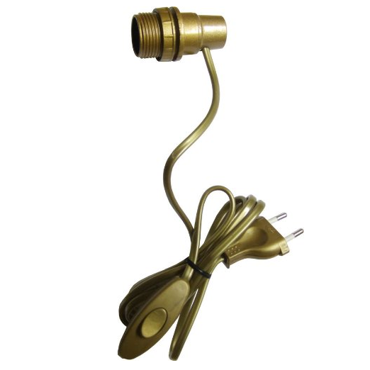 Adaptador bombilla E14 con interruptor y enchufe 2x0,75 a 1,5m, oro