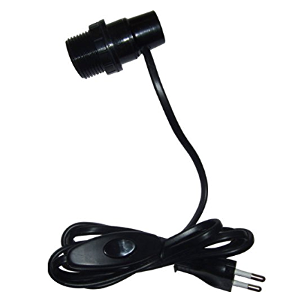E27 bottle light adapter with switch and plug 2x0.75 to 1.5m, black