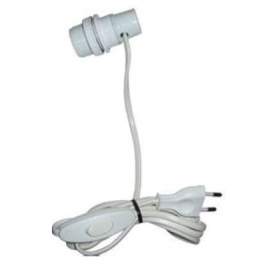 Adapter for 27 bottle bulb, with switch and plug 2x0.75 to 1.5m, white - Electraline - Référence fabricant : 70533