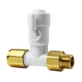 BSP tee for 10 mm hose, 3/8" female, 3/8" shut-off valve, with check valve - John Guest - Référence fabricant : ASV7