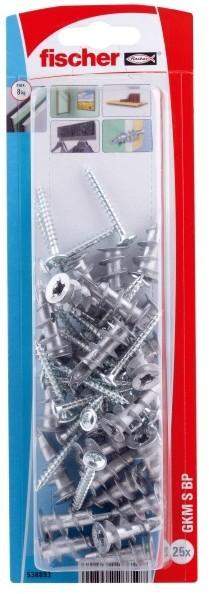 Taco metálico autoperforante para placa GKM con tornillo 4,5x35, 25 piezas