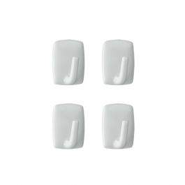 Gancio adesivo, bianco, piccolo, 2,9x2,1cm, 4 pezzi