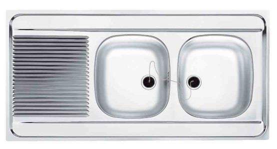 Stainless steel sink 2 bowls 1 drainer 1200x600 MAN721-120