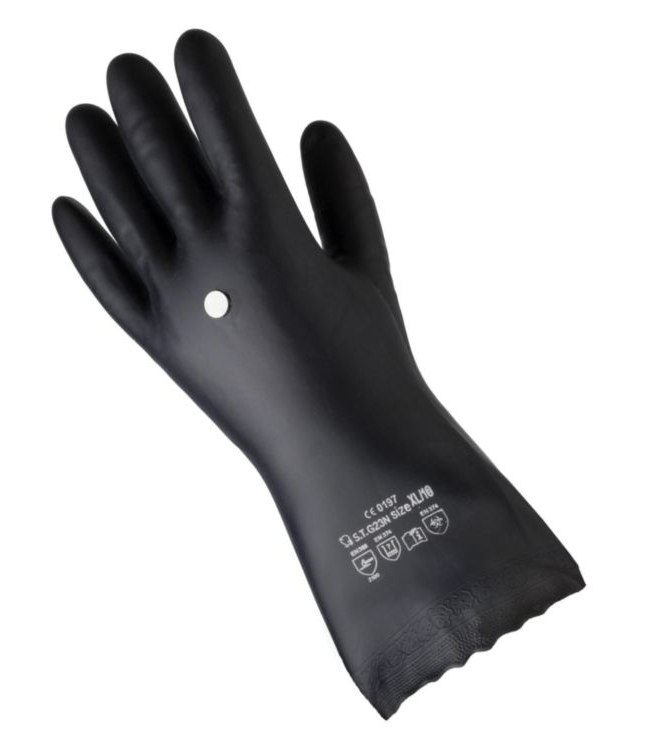 Black PVC glove for precision work, solvents and fuel, size 10