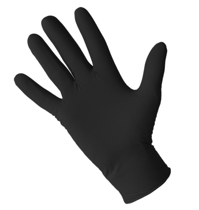 Guante negro talla 8,9, polivalente, caja de 100 guantes