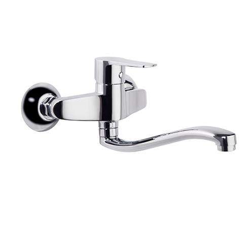 Wall-mounted single lever sink mixer with swivel spout Titanium