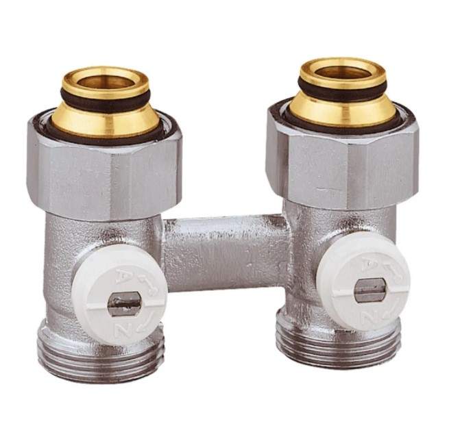 Double H valve, straight, for radiators with Eurocone