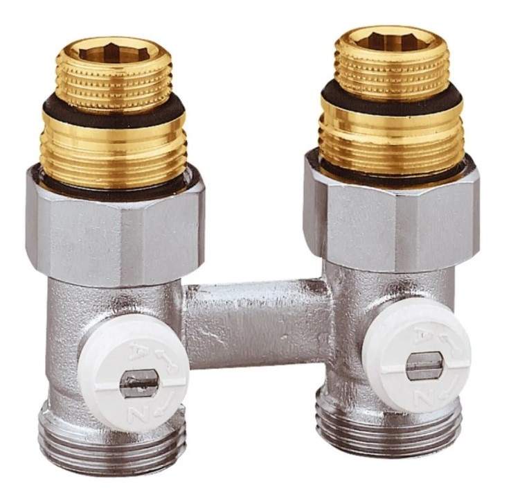 Double H valve, straight, for female radiator 15x21