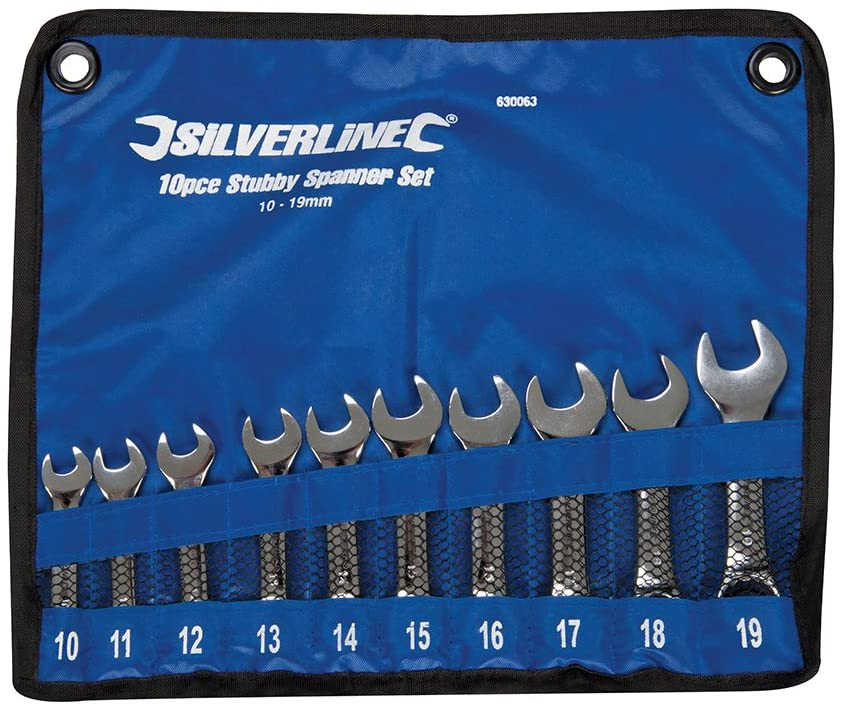 Set of 10 short combination wrenches
