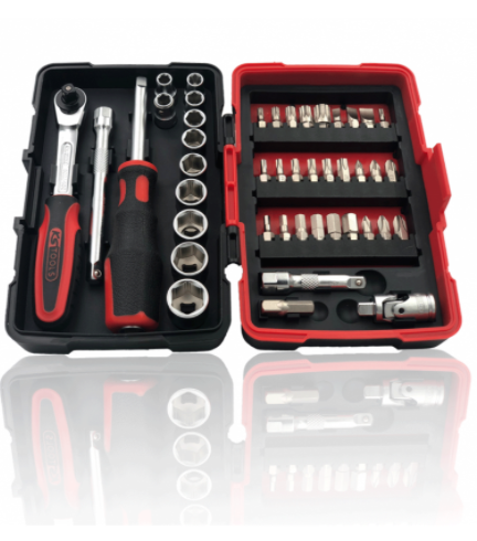 Ratchet sockets and ultimate accessories set 1/4", 44 pieces