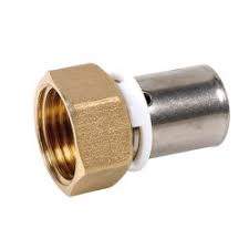 Brass multi-layer fitting with female swivel nut 20x27/20mm, lead-free
