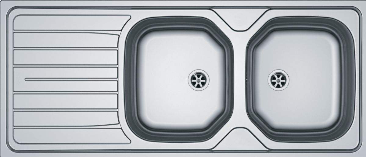 Stainless steel sink, 2 basins 1 drainer, 1160x500mm RNN621