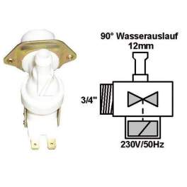 Universal 1 way solenoid valve 90° inlet 3/4 outlet 12mm - PEMESPI - Référence fabricant : 284936