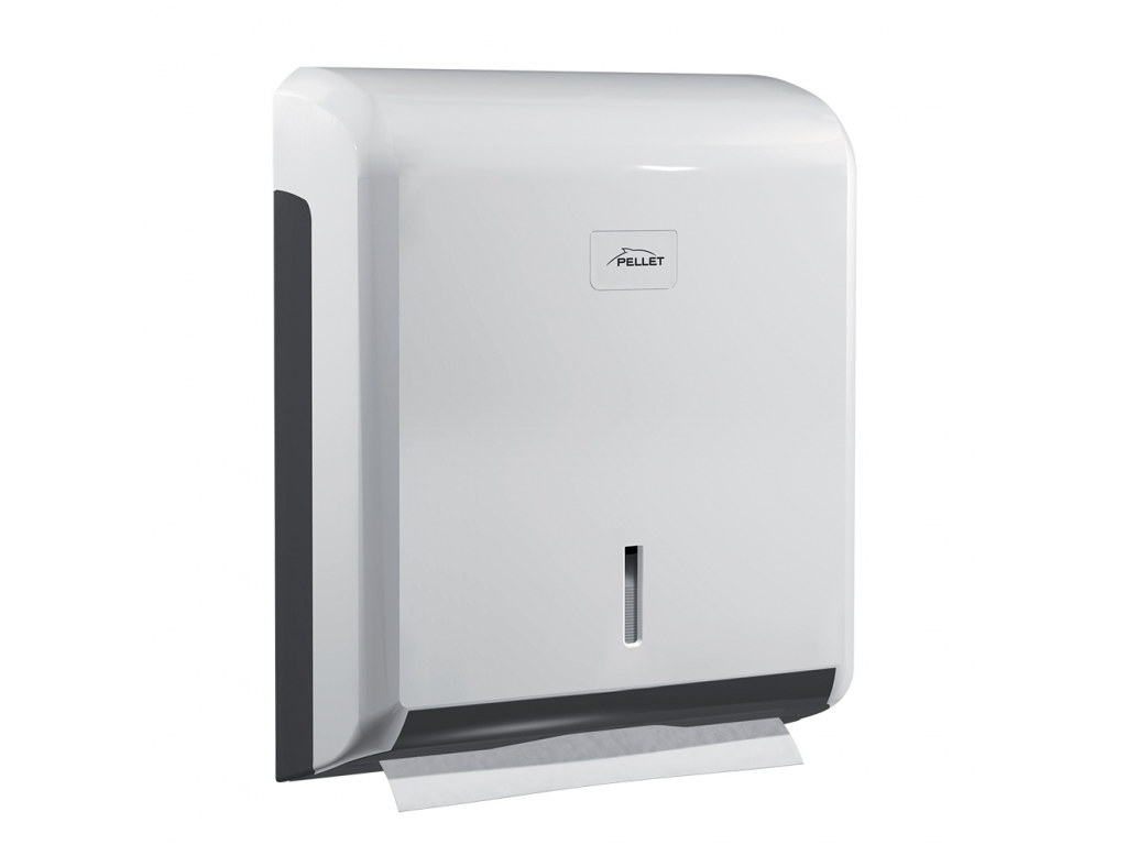 Paper towel dispenser in white and grey ABS