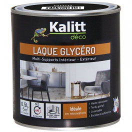 Peinture laque glycéro satin brillant noir 0.5 litre - KALITT - Référence fabricant : 539157