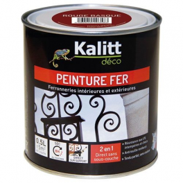 Peinture fer antirouille brillant rouge basque 0.5 litre - KALITT - Référence fabricant : 368191