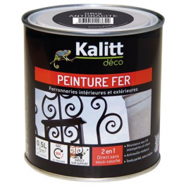 Peinture fer antirouille brillant gris anthracite 0.5 litre - KALITT - Référence fabricant : 368259