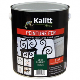 Iron paint anti-rust gloss green fence 2.5 liter - KALITT - Référence fabricant : 368358