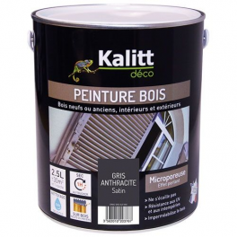 Satin wood paint grey anthracite 2.5 litre - KALITT - Référence fabricant : 368506