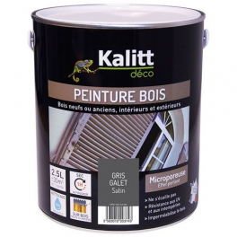 Pebble grey satin wood paint 2.5 litre - KALITT - Référence fabricant : 368498