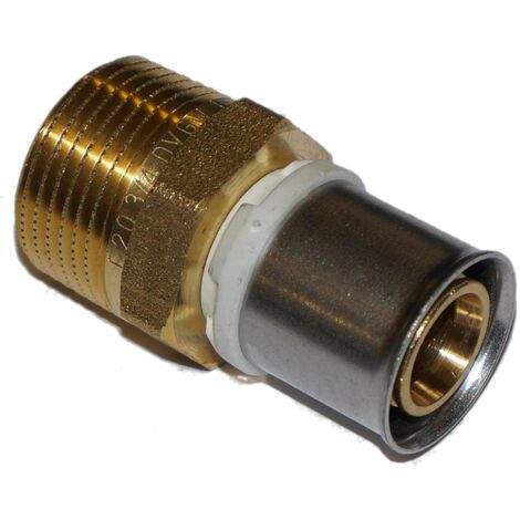 Brass nickel-plated multi-layer fixed male coupling 20x27 / 16mm - lead-free.