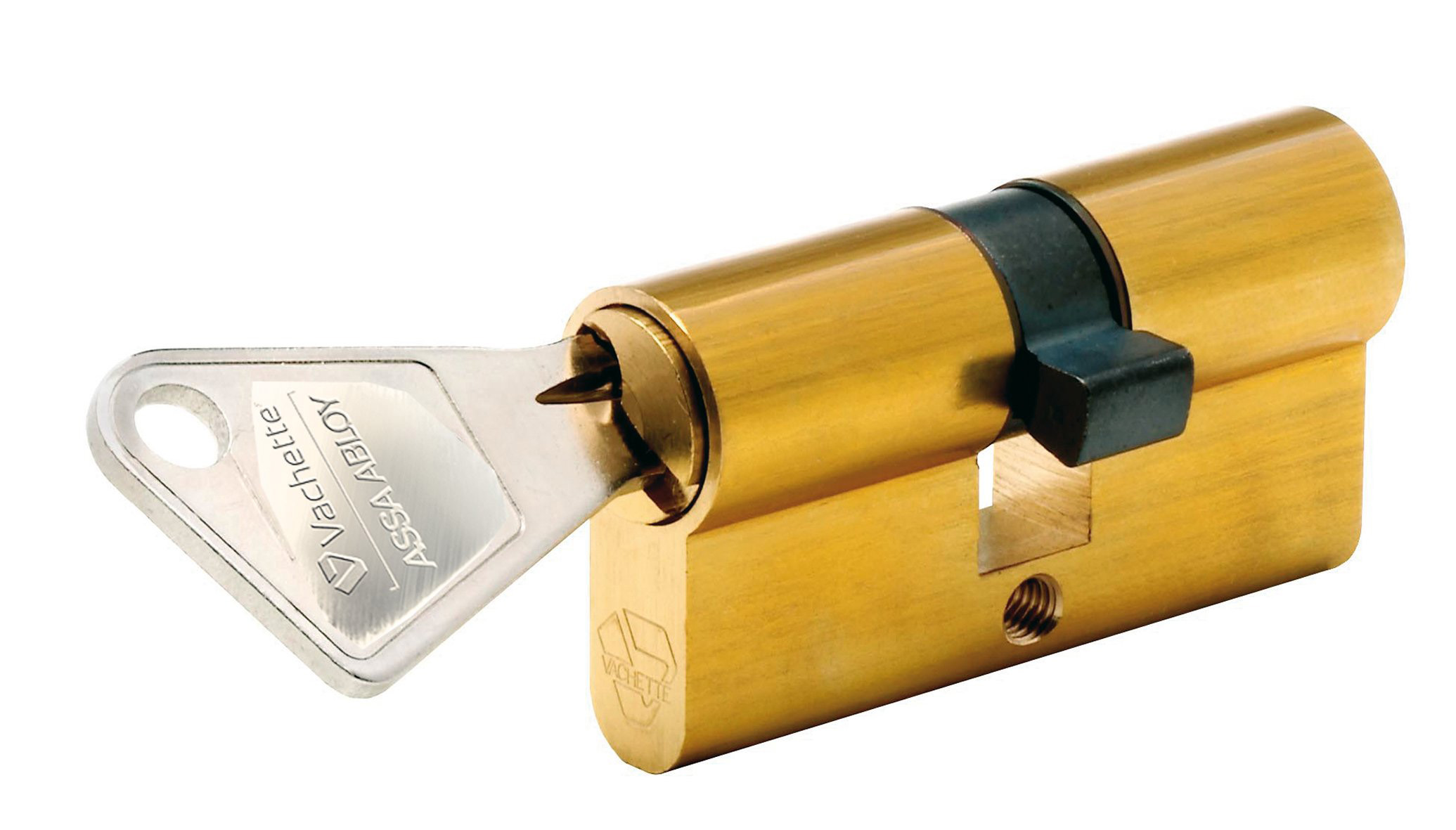 Cylindre de serrure laiton V5, 40x40 mm, 5 goupilles, 3 clés réversibles