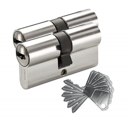 Opening cylinder V5, 2 cylinders nickel-plated, 30 x 30 mm, 5 pins, 3 keys - Vachette - Référence fabricant : 67101MN/SC