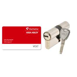 Nickel-plated lock cylinder Volt 30x30mm, 6 pins, 4 reversible keys. - Vachette - Référence fabricant : 67101VOLT/SC