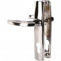 Zwei Türgriffe mit Spiegelchrom-Auflage, Schlüssel i, Achsabstand 165 mm